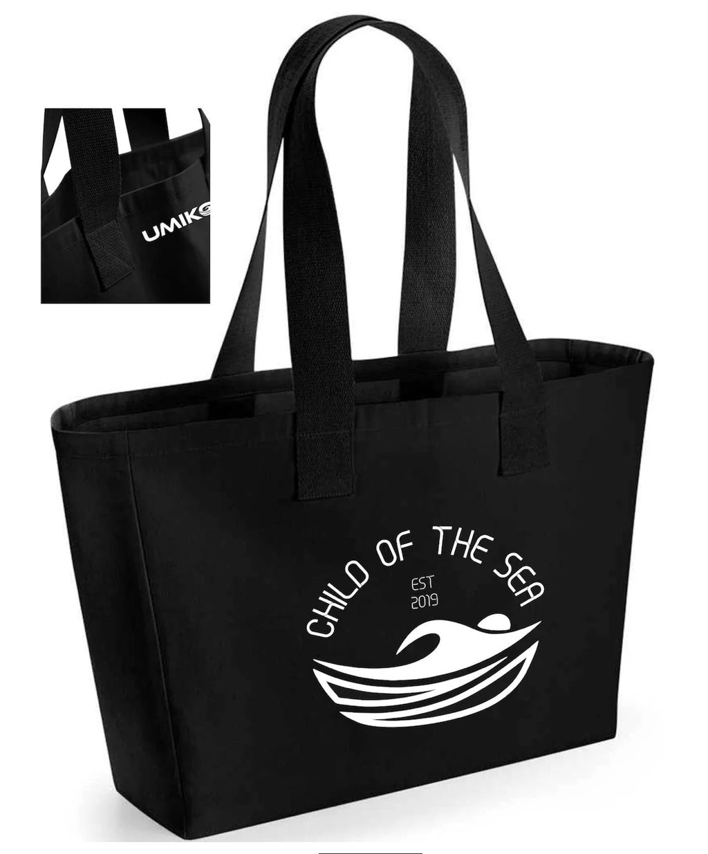 Umiko Canvas Tote / Beach bag- Black / white